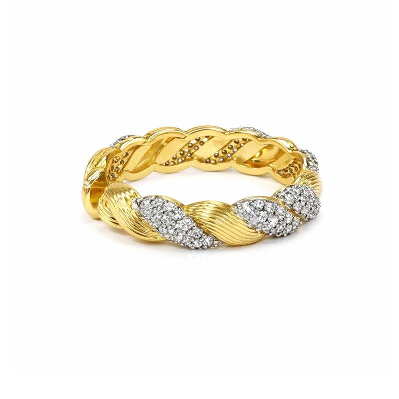 Dual Tone Twisted Chain Crystal Adjustable Finger Ring For Women : CAD-004-2TNRING
