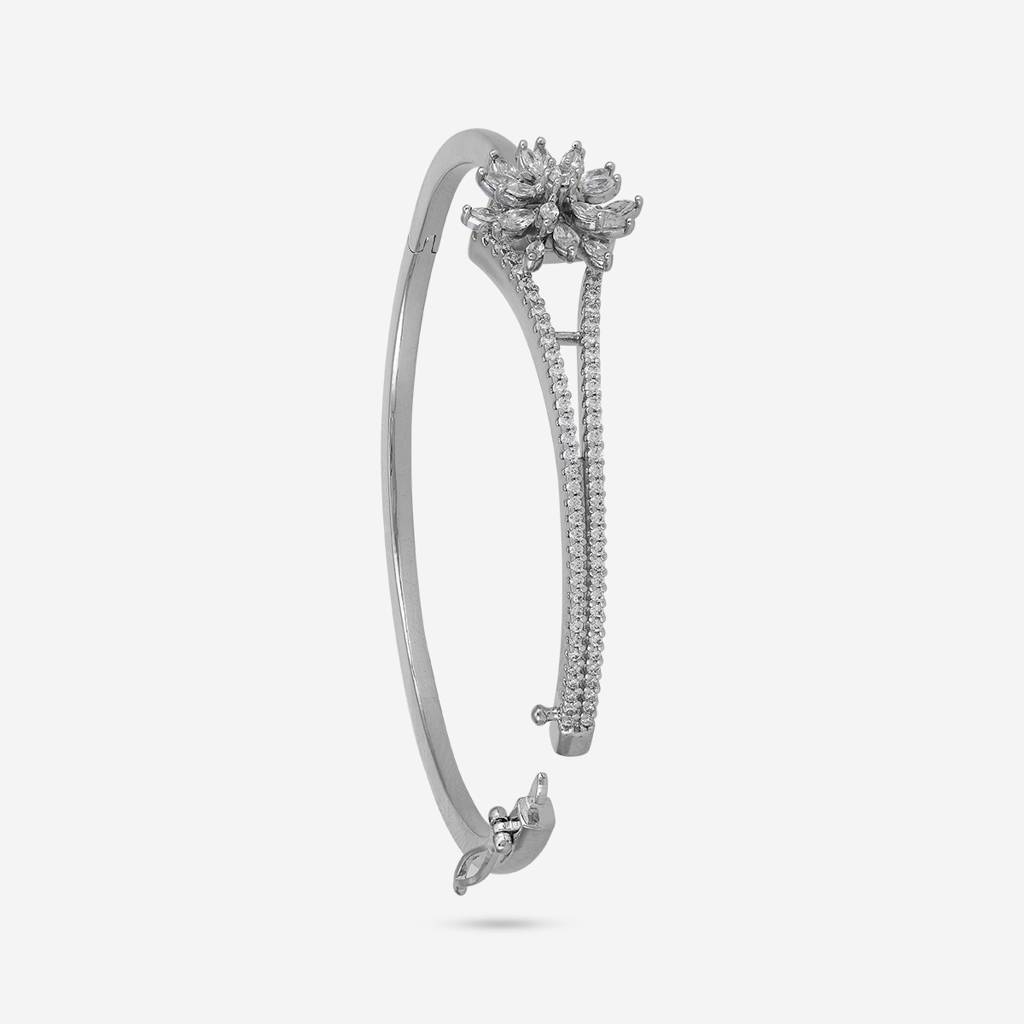 White Rodium - Plated Party Wear Zircon Kada - 446985 : 446985