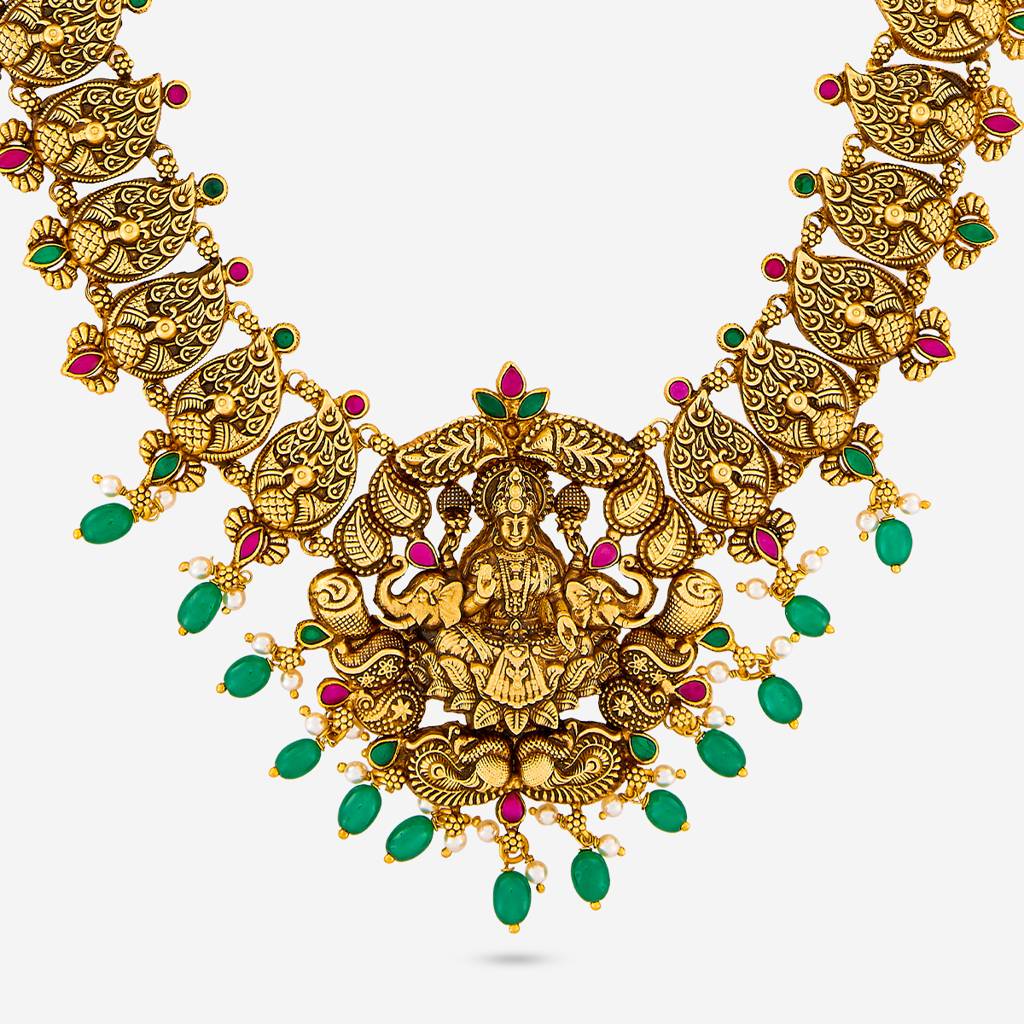 Ruby-Green Gold - Plated Bridesmaid Temple Necklace - 465039 : 465039