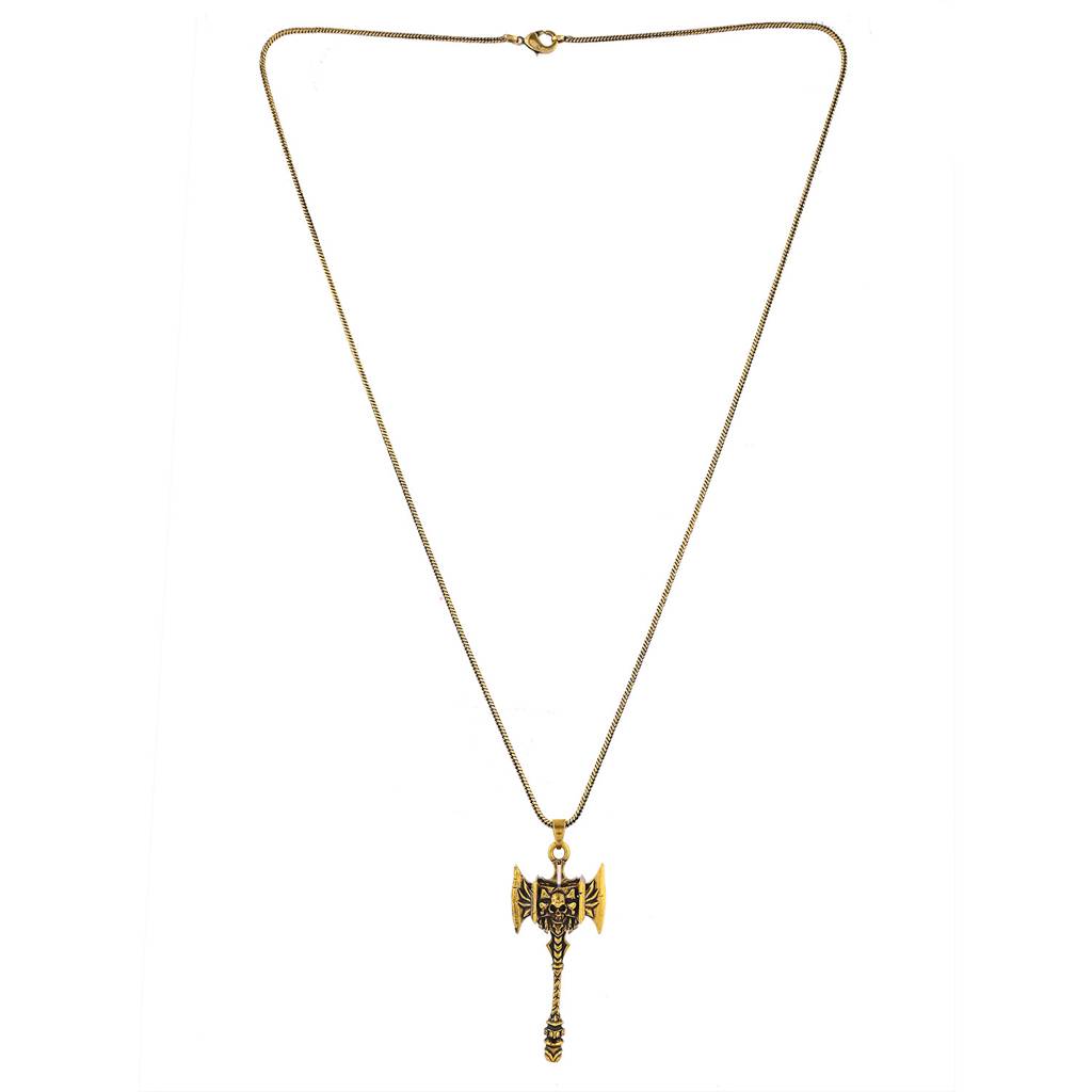 Statement Warrior Axe Gold Oxidised Men’S Pendant : 8905124565430