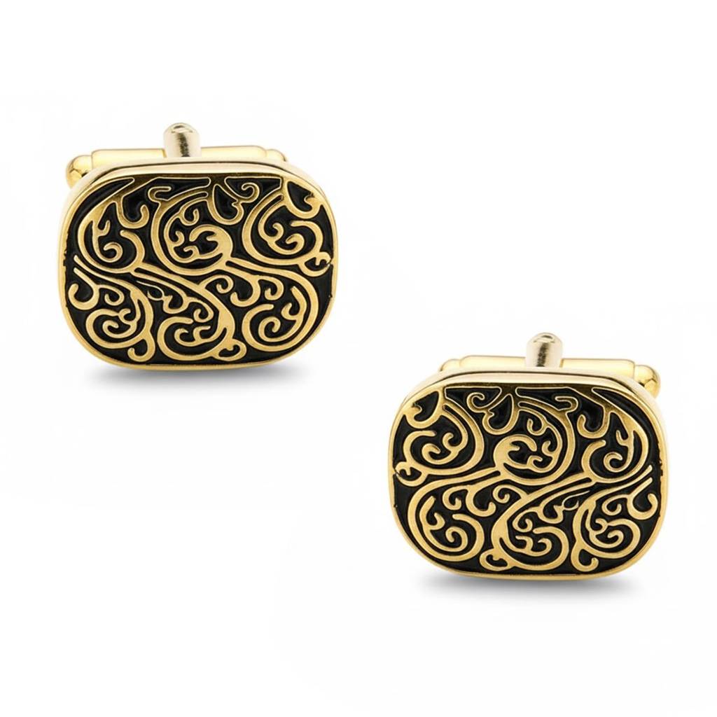 Gold Plated Textured Style Fancy Cufflinks Bussiness & Occasion Gift For Men : PX9CL169GBL