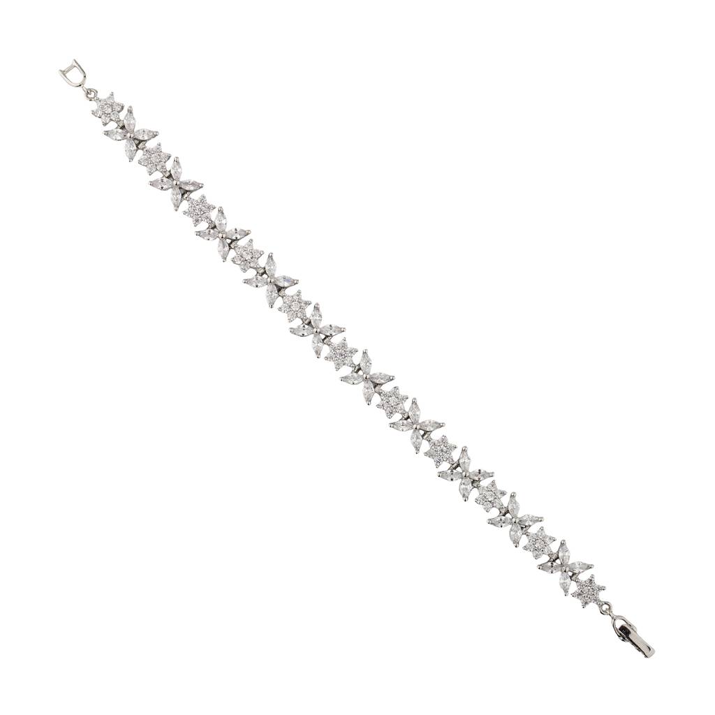 Sparkling Elegance Flora Bloom American Diamond Tennis Bracelet : 8905124553703