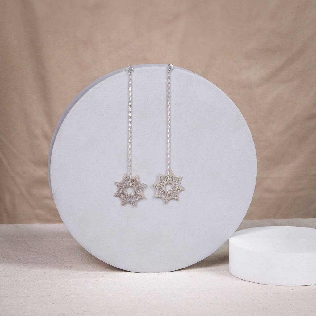 Silver Snowflake Filigree Dangler Earring : 55078807