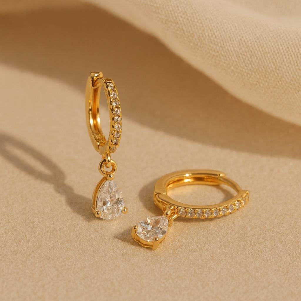 Diamond Pear Drop Huggie : Diamond-Pear-Drop-Huggie-GV