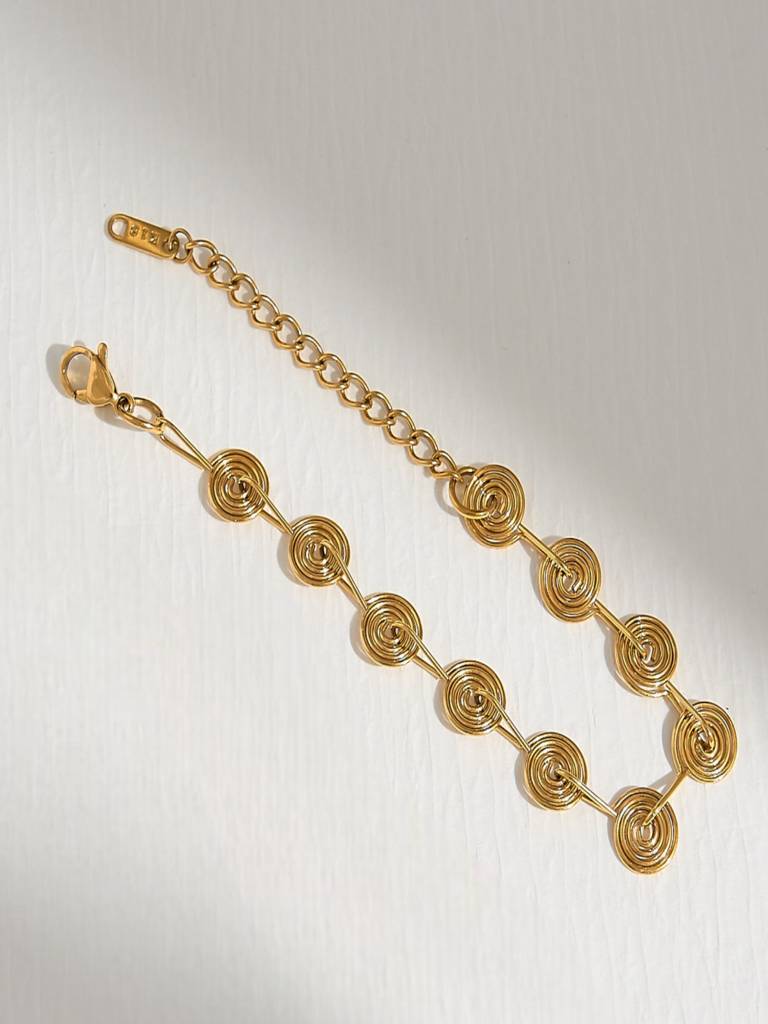 Set Of 2 Spiral Waist Chain & Bracelet Set 18K Plated Waterproof Antitarnish : ADZ0925WCB087C2