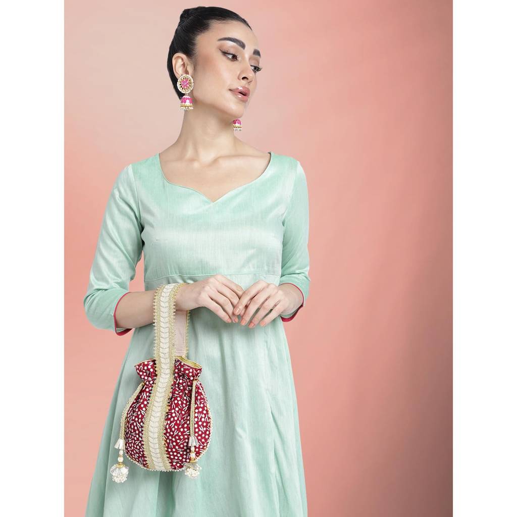 Potli Bags For Women Evening Bag Clutch Ethnic Bride Purse With Drawstring(P93Br) : P93M