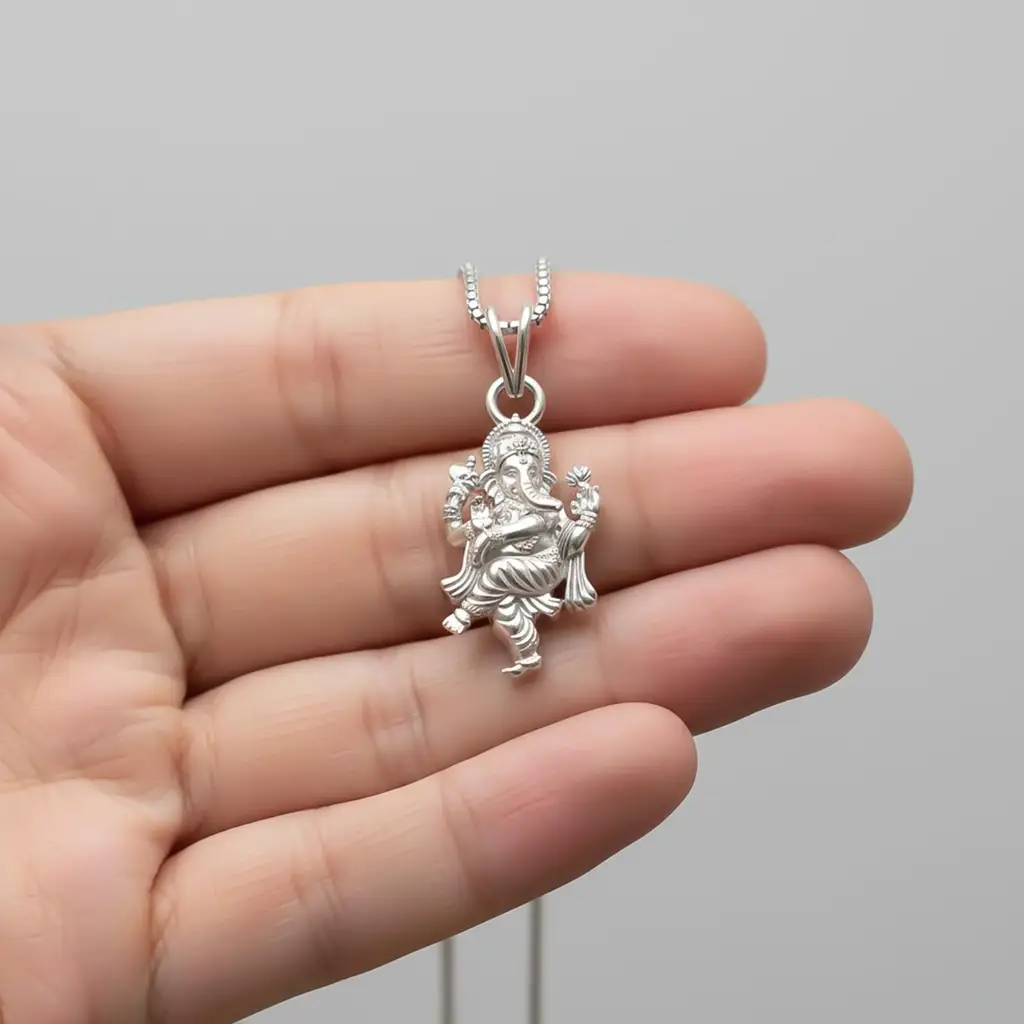 Eternz Certified Jewellery - ZALKARI Silver God Ganesha Blessing Silver Pendant