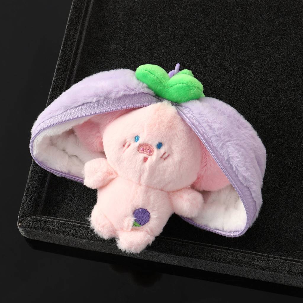 Mini Furry Zipper Pouch Bag Charm : C-BG-0030-PL