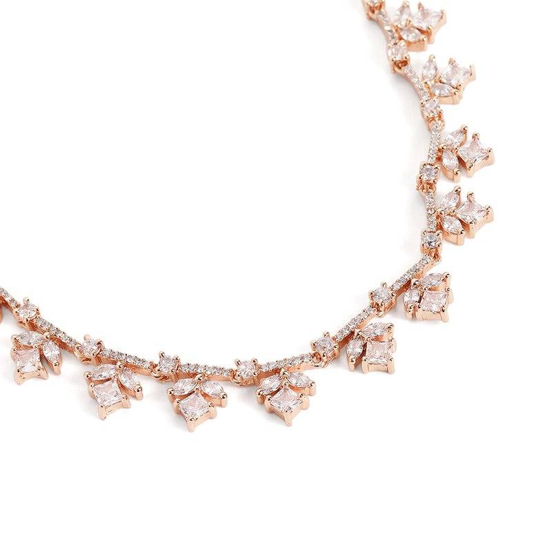 Elegant Cz Leaf Drop Necklace Set For Women – Party & Festive Wear : AD-899-RGWENKER