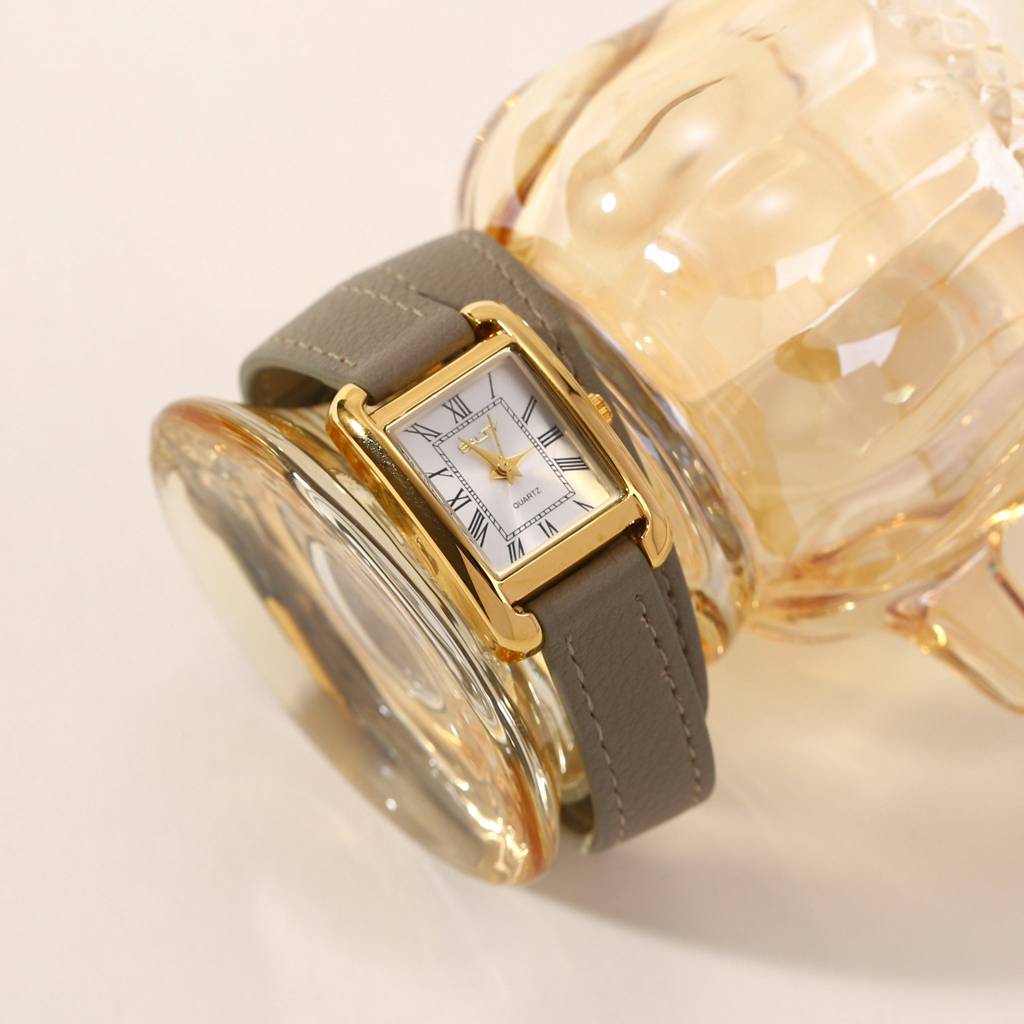 Vintage Muse Leather Strap Wrappable Watch : WT-S-0022-GY-WH