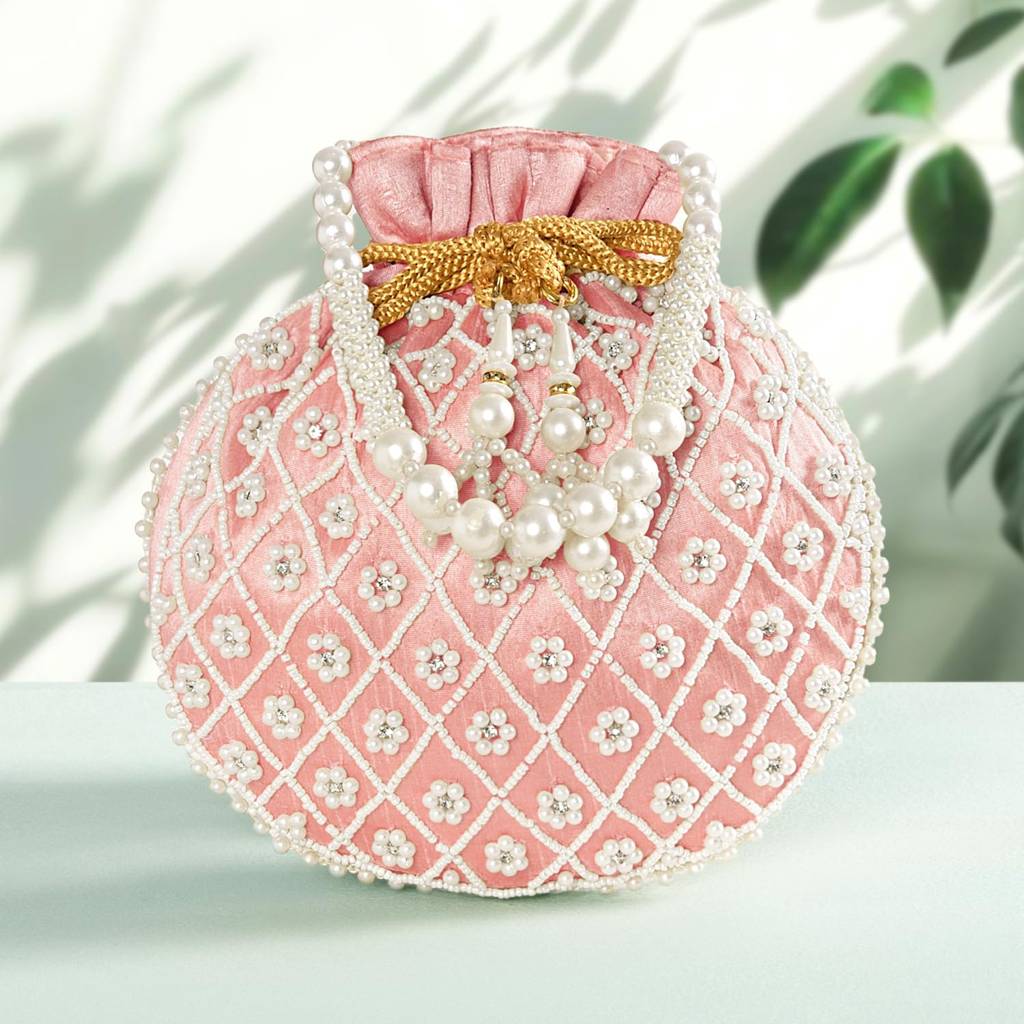 Potli Purses For Women Handmade Evening Handbag Stylish Bridal Fashion Wristlet Bag For Girls : P202PK