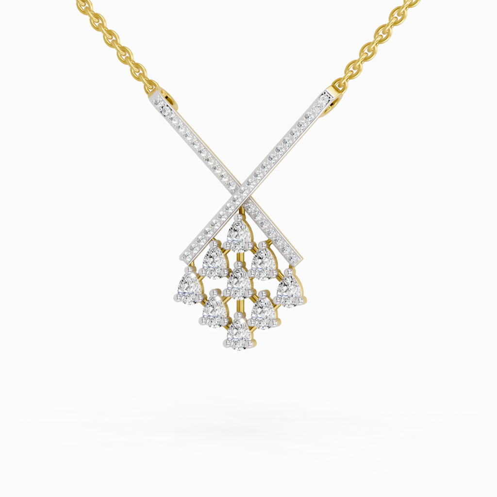 Lab Grown Diamond 0.94 Carat Pear Fashion Pendant Pendants14K : SPN19568-NK-14KY-094CT