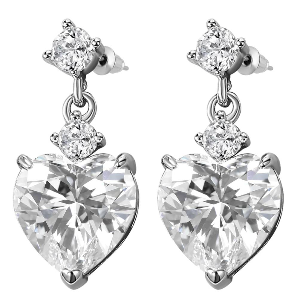 Crystal Studded Heart Shaped Drop Earrings Stylish Fashion Jewellery For Women & Girls : PX9E3035W