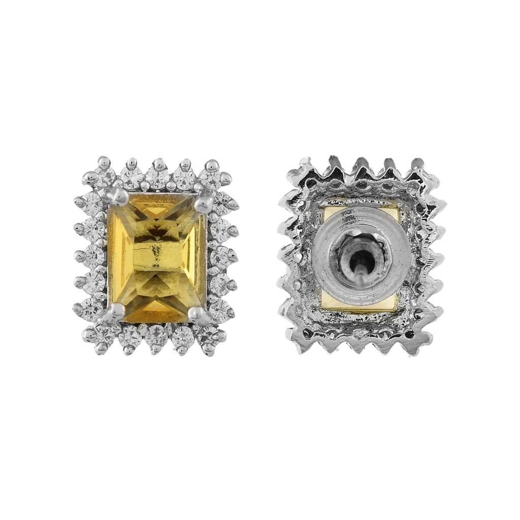 Sparkling Elegance Yellow American Diamond Studs Earrings : 8905124532883