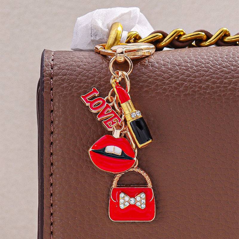 All Things Red Beauty Bag Charm : C-BG-0068-G-RD