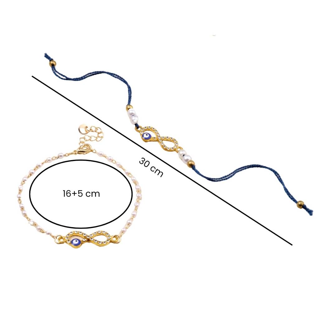 Infinity Evil Eye Rakhi For Bhaiya And Bhabhi : BS14222-4223-SIMPLE