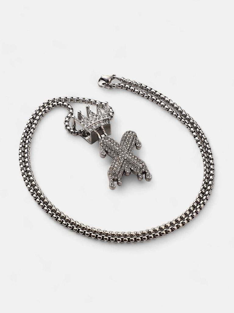 Men'S The Drip Alphabet Pendant Necklace - Metallic Silver : FANC1096-X