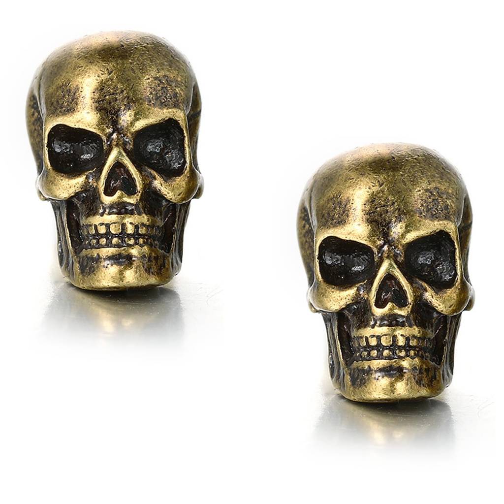 Gold Plated 316L Stainless Steel Skull Stud Earrings Jewellery For Men & Boys : PX9ME03AB
