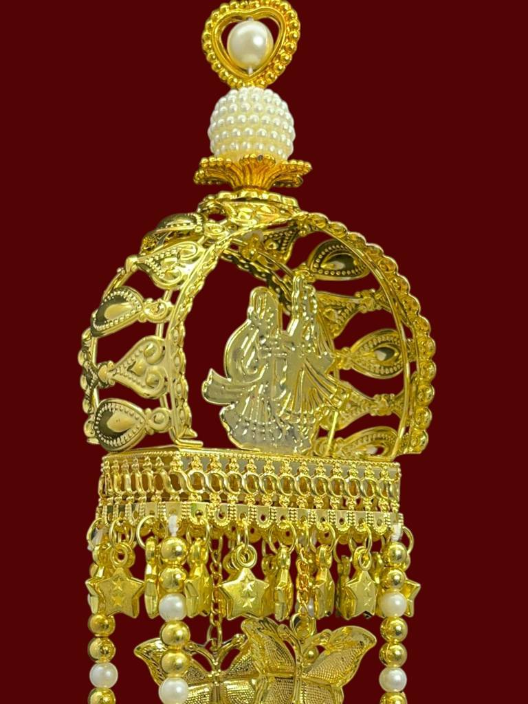 Bridal Kaleera Golden Doli Dome With Shell Bunches, Butterflies & Pearl Strands – Punjabi Wedding Accessory (32  : 2512-253-et