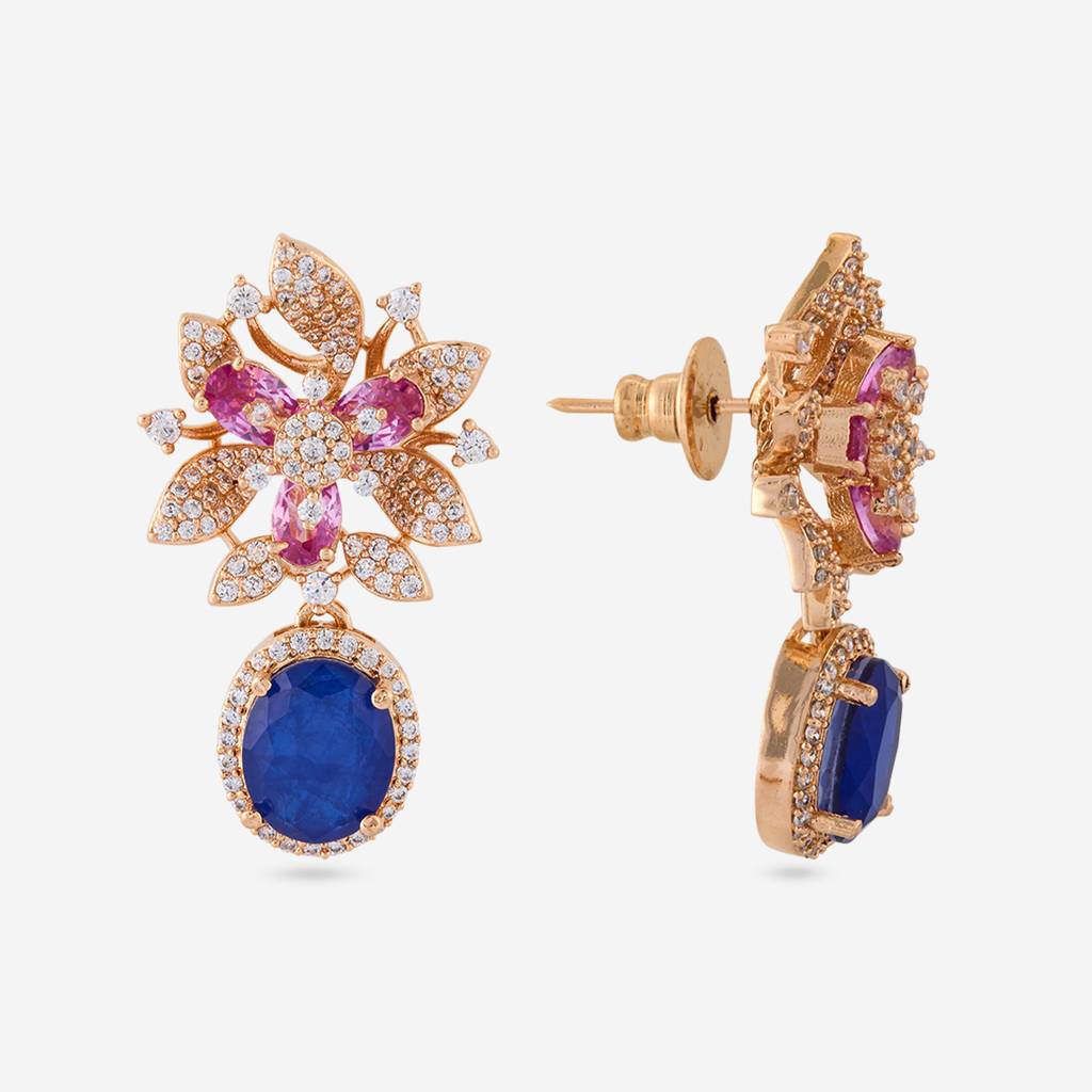 Pnk Gld Ros - Plated Party Wear Zircon Pendant Set - 470861 : 470862