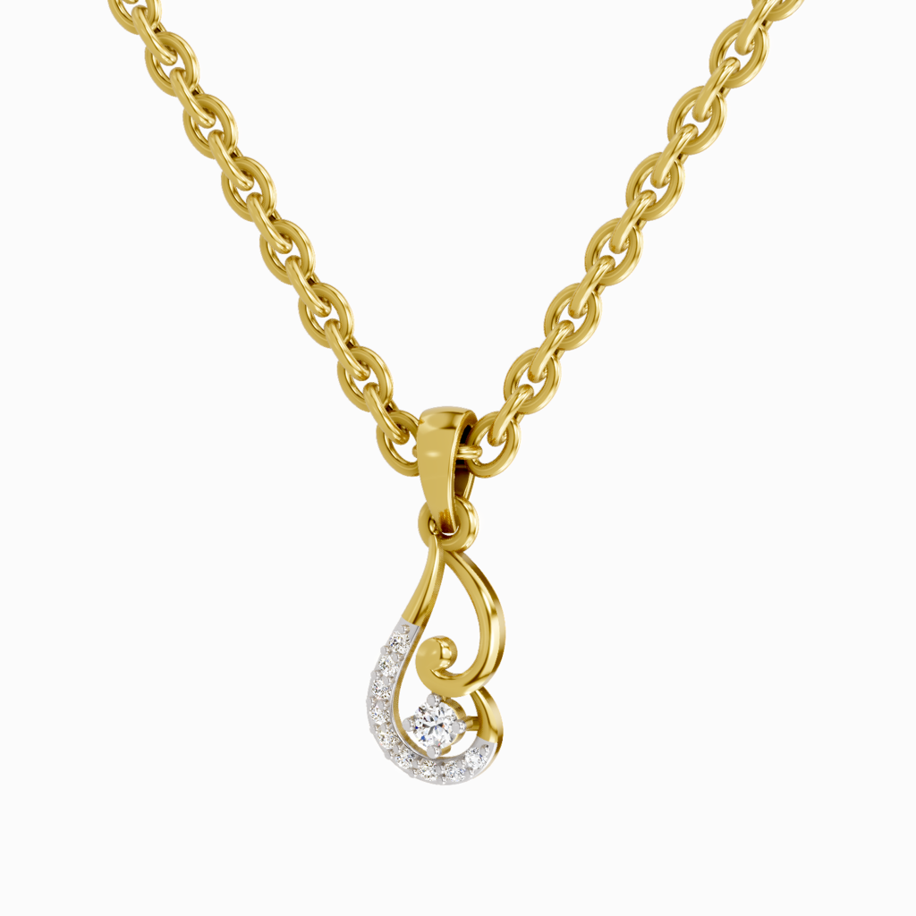 Lab Grown Diamond 0.04 Carat Luminous Curve Pendant 14K Quality : SPP15905-PD-14KY-004CT