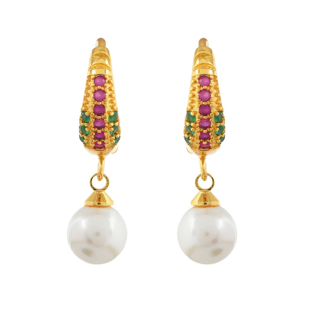 Sparkling Essentials Pearly Noor Hoop Earrings : 8905124547474
