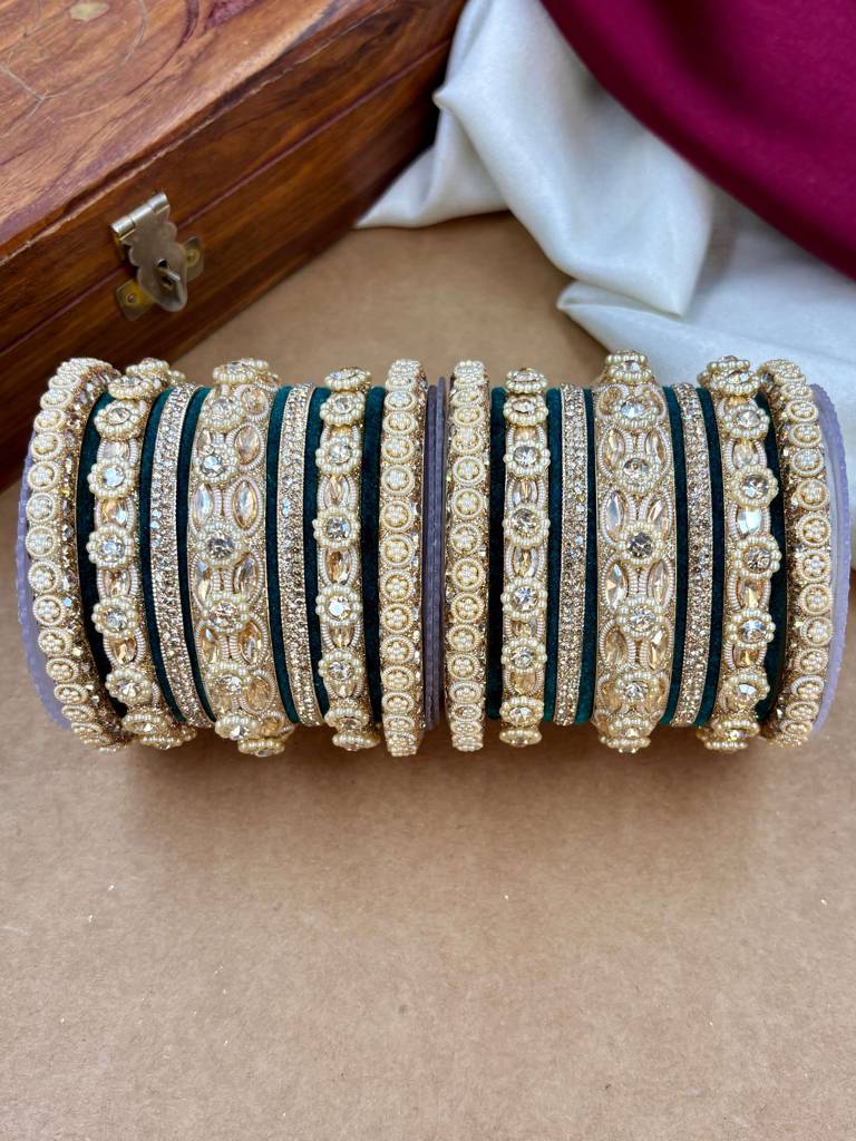 Velvet Bangles Set | Elegant Traditional Party Wear Bangles : HB-40-24-RAMA