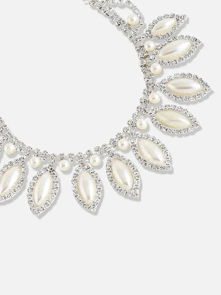 Taliyah-Silver Plated Designer Stone Party Necklace And Earring Set For Women : SOHNCK3016