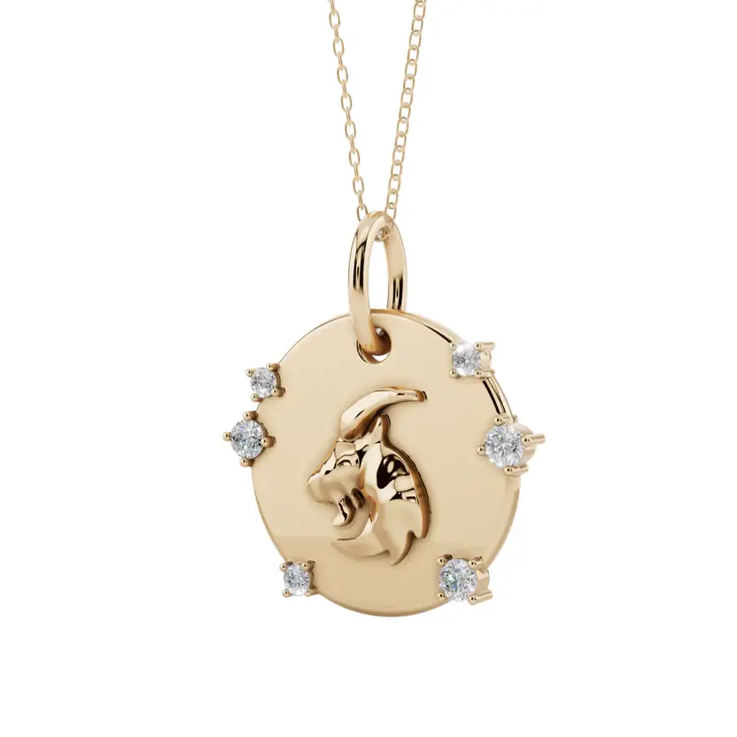 Imperial Summit | Capricorn Charm Semi Silver Pendant Necklace : VZD01-CPRN-SM-C