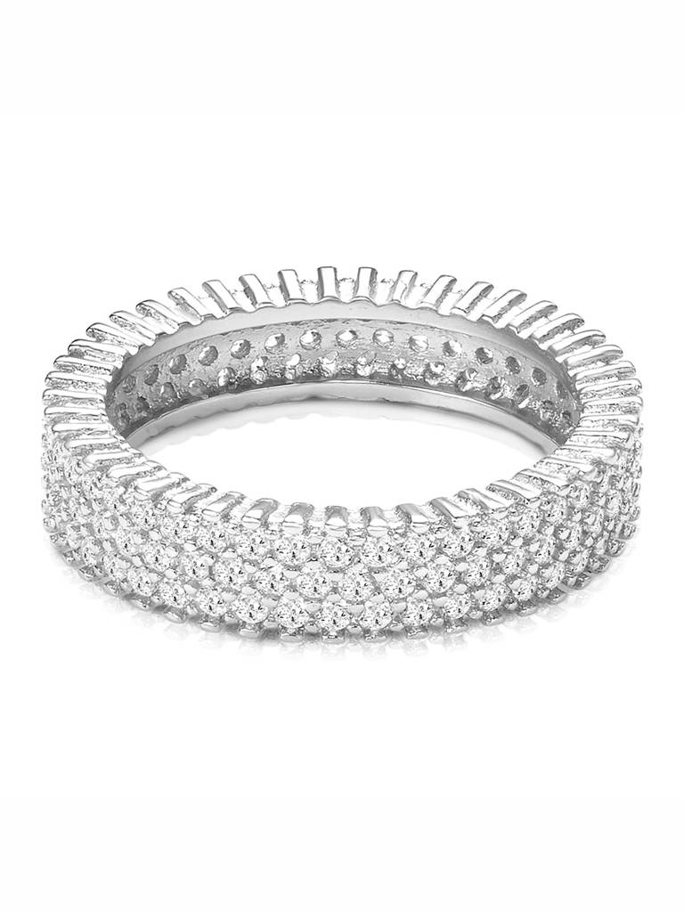 Rose Gold Plated 925 Sterling Silver Cz Studded Eternity Finger Ring Fine Jewellery Gift For Women : PR5857S-7