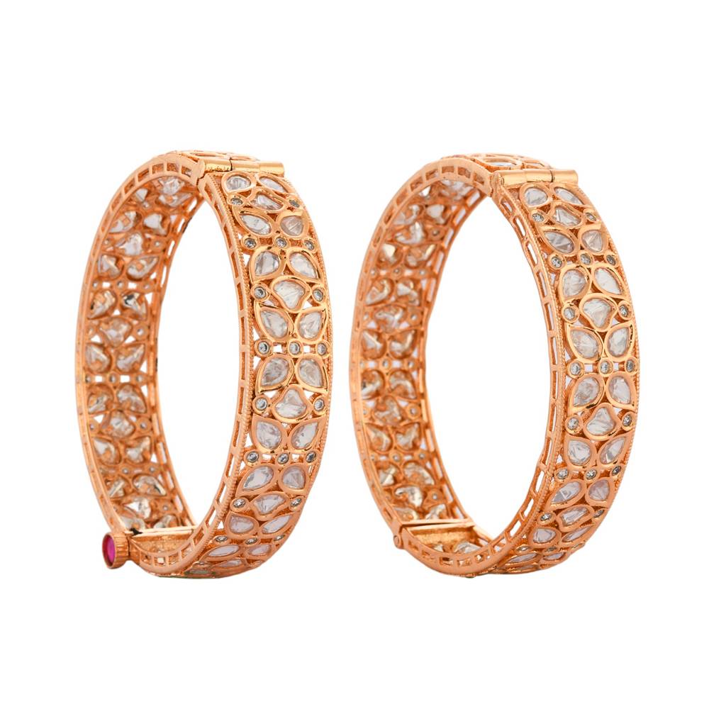 Sparkling Elegance Dazzling Kundan American Diamond Bangles : 8905124527476