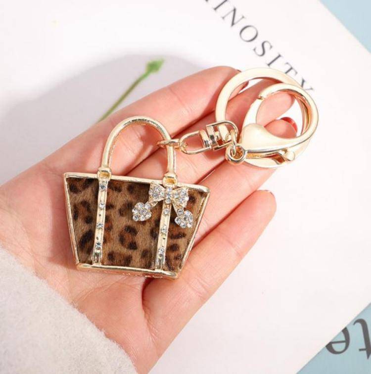 Leopard Print Bucket Bag Charm-Brown : C-BG-0065-G
