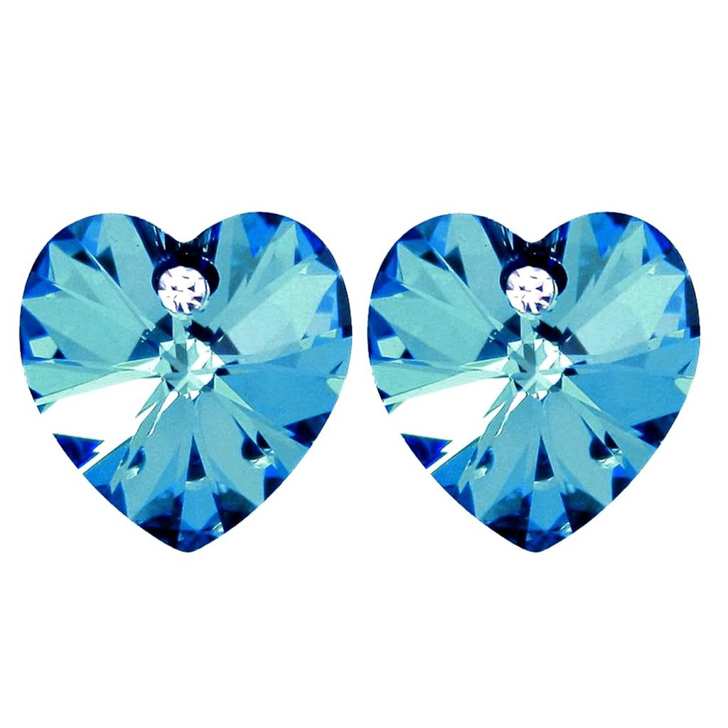 Ocean Blue Heart Shape Austrian Crystal Pendant Set With Elegant Earrings And Bracelet For Girls Women : PFCS6