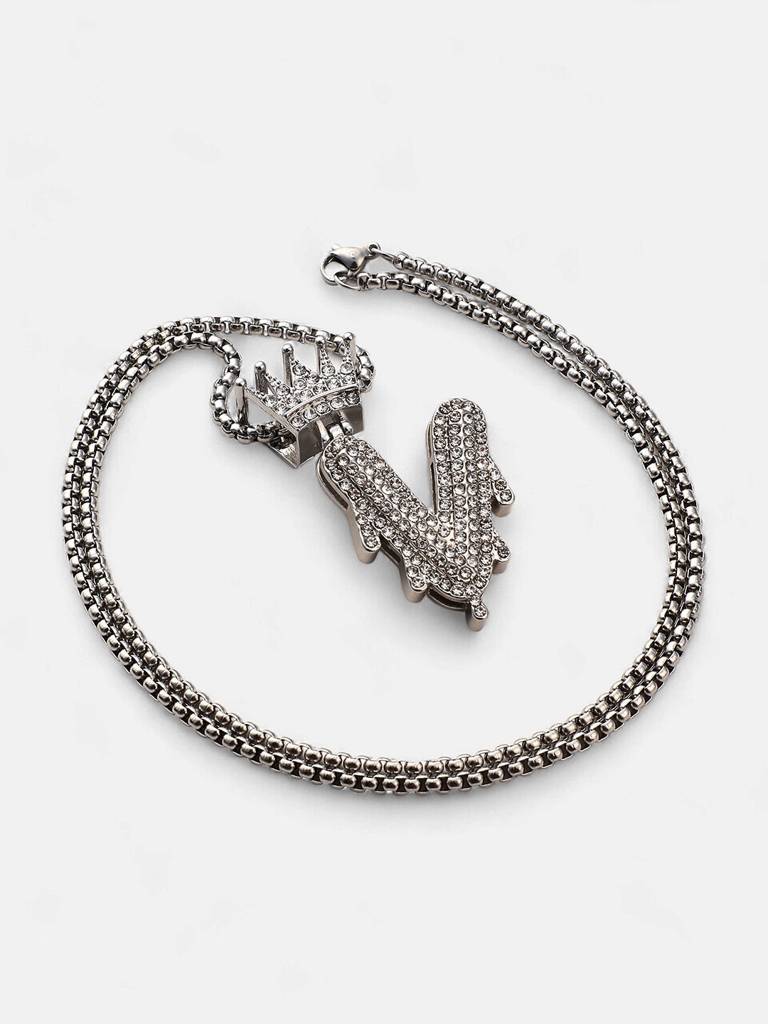 Men'S The Drip Alphabet Pendant Necklace - Metallic Silver : FANC1096-V