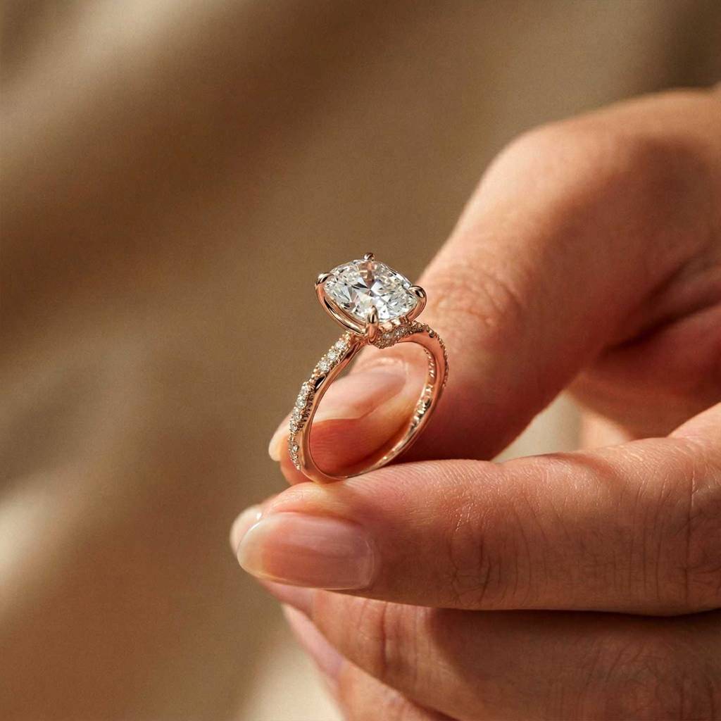2.75Ct Moissanite Oval Solitaire Pavã© Ring : ZLM10026R-10N