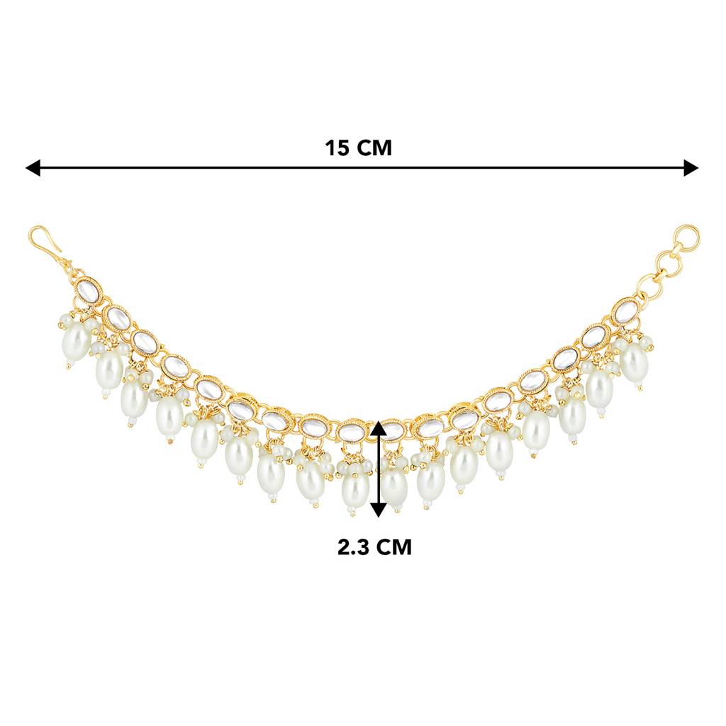 Peora Gold Plated White Kundan Studded Earrings Chain Ethnic Stylish Fashion Hair Accessories Jewellery Gift For  : PF09EC005W