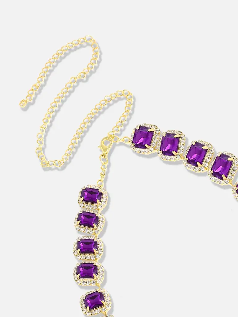 Phyllis-Gold Plated Designer Stone Casual Necklace And Earring Set For Women : SOHNCK3378