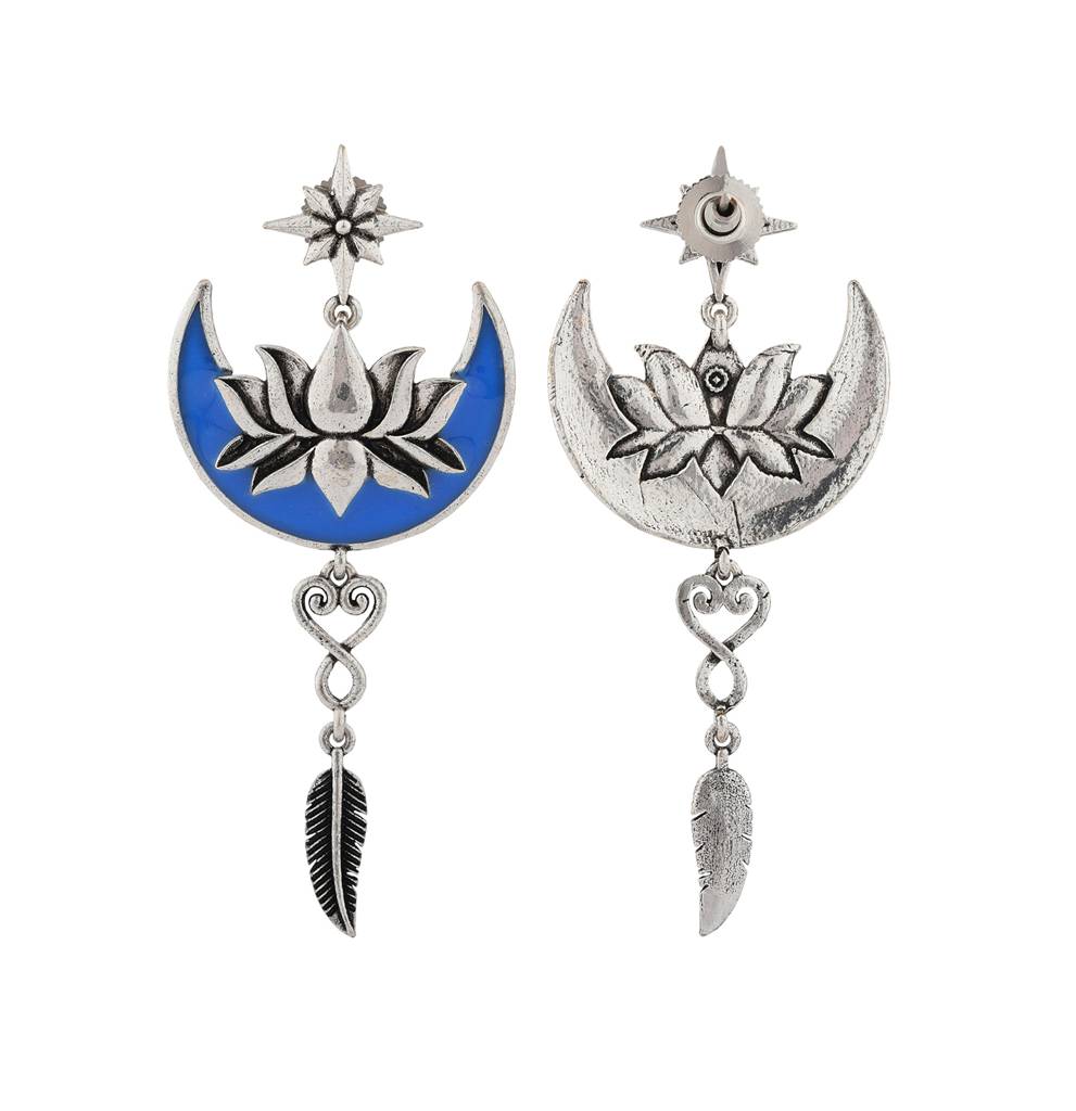 Boho Tribe Celestial Bloom Oxidised Dangle Earrings : 8905124560091