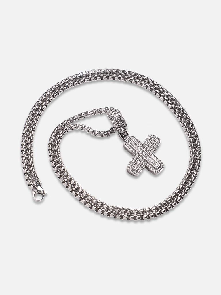 Men'S Embellished Alphabet Pendant Necklace - Silver : FANC1071-X