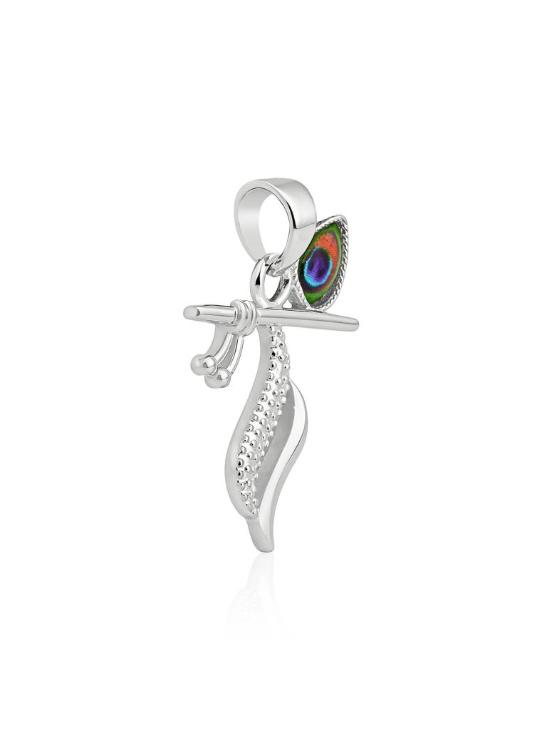 Touch925 Pure 925 Silver Divine Krishna Flute Pendant : BBGL101