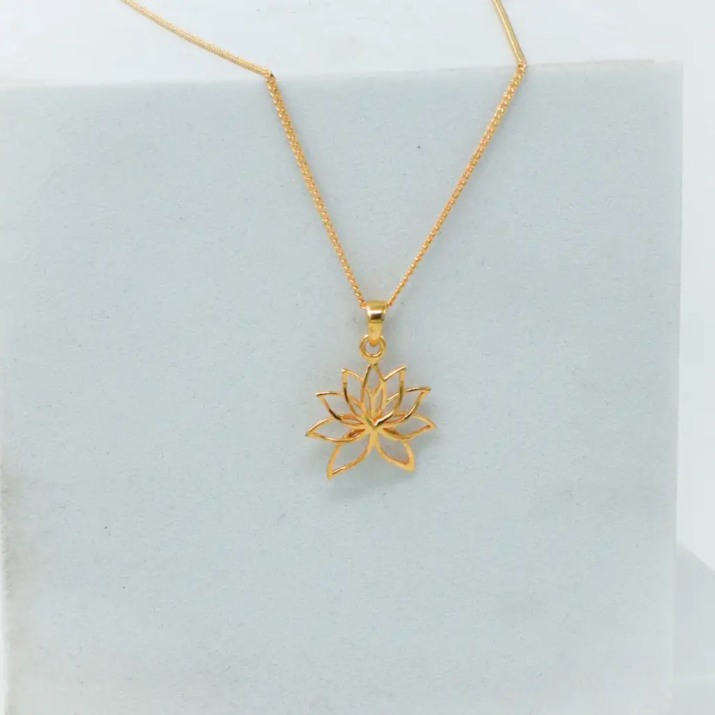 Lotus Charm Necklace |  92.5 Silver | 22K Gold Plated : 95228567