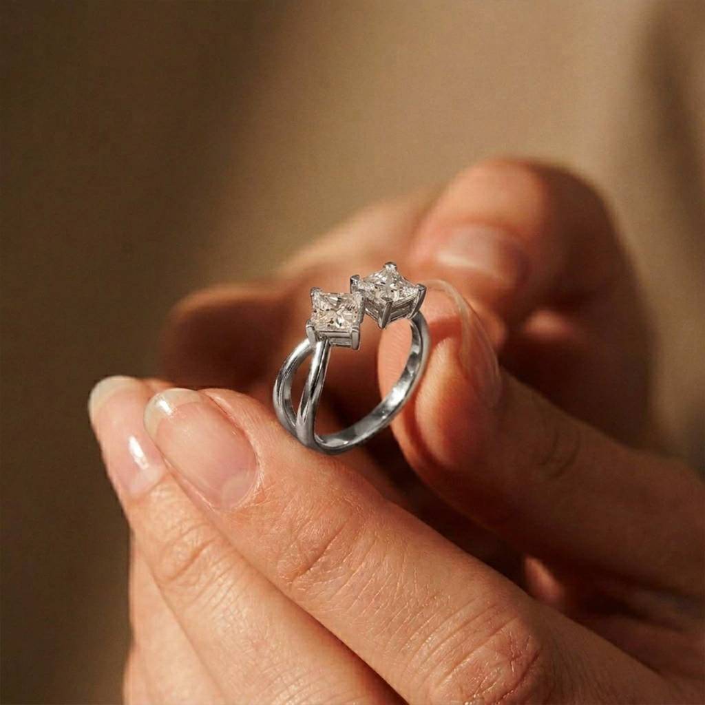 1Ct Moissanite Dual Princess Twist Ring : ZLM10015-10N