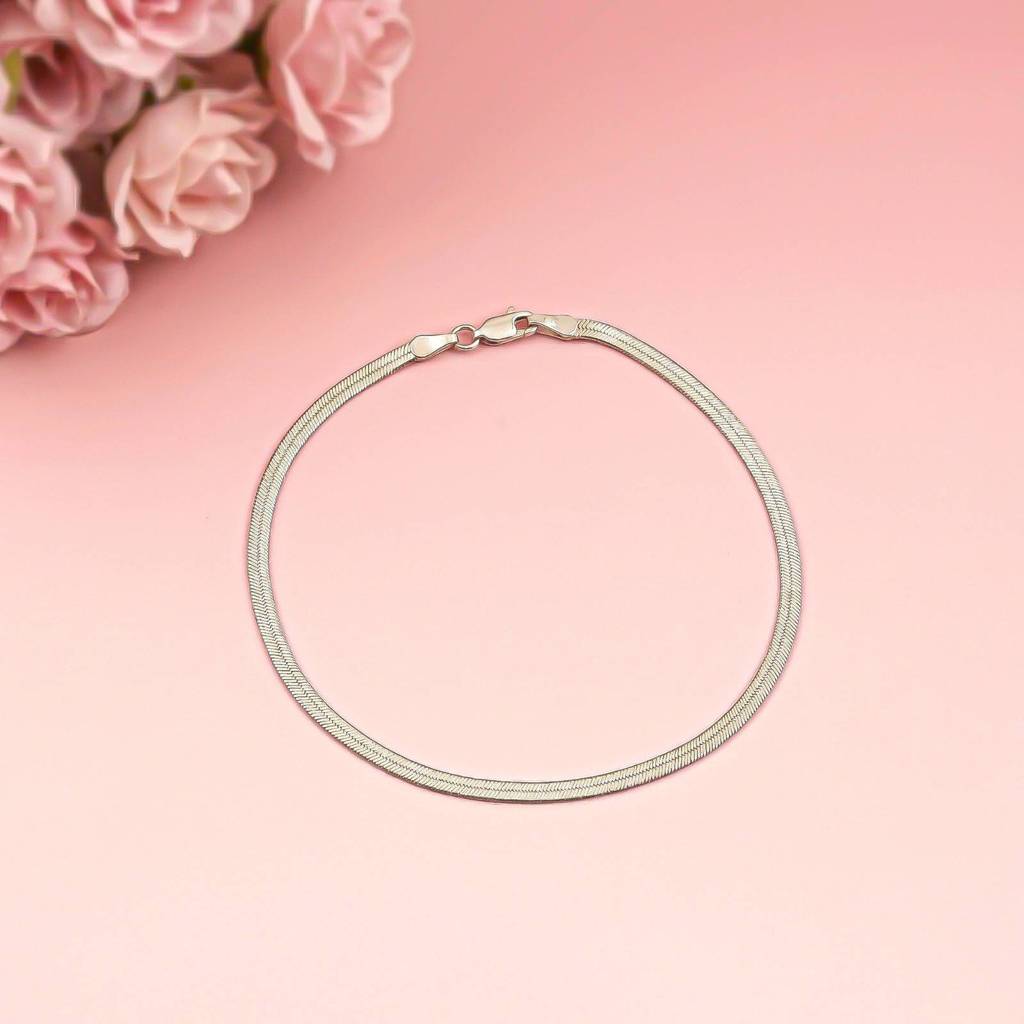 Silver Classic Flat Chain Anklet : ZLA-1057