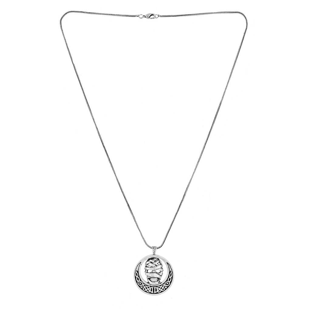 Statement Mummy Skull Silver Oxidised Men’S Pendant : 8905124565546