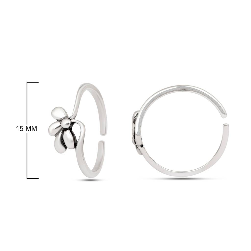 Half Floral Toe Ring - Sterling Silver : TR00071(1)