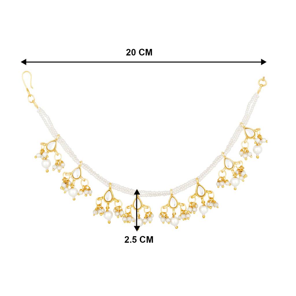 Peora Gold Plated Beads Studded Earrings Chain Hair Accessories Ethnic Fashion Stylish Jewellery Gift For Women & : PF37E2930W