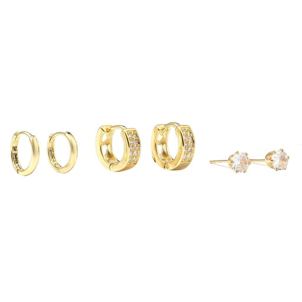 Set Of 3 Luxe Gold Earrings : EC33989-G