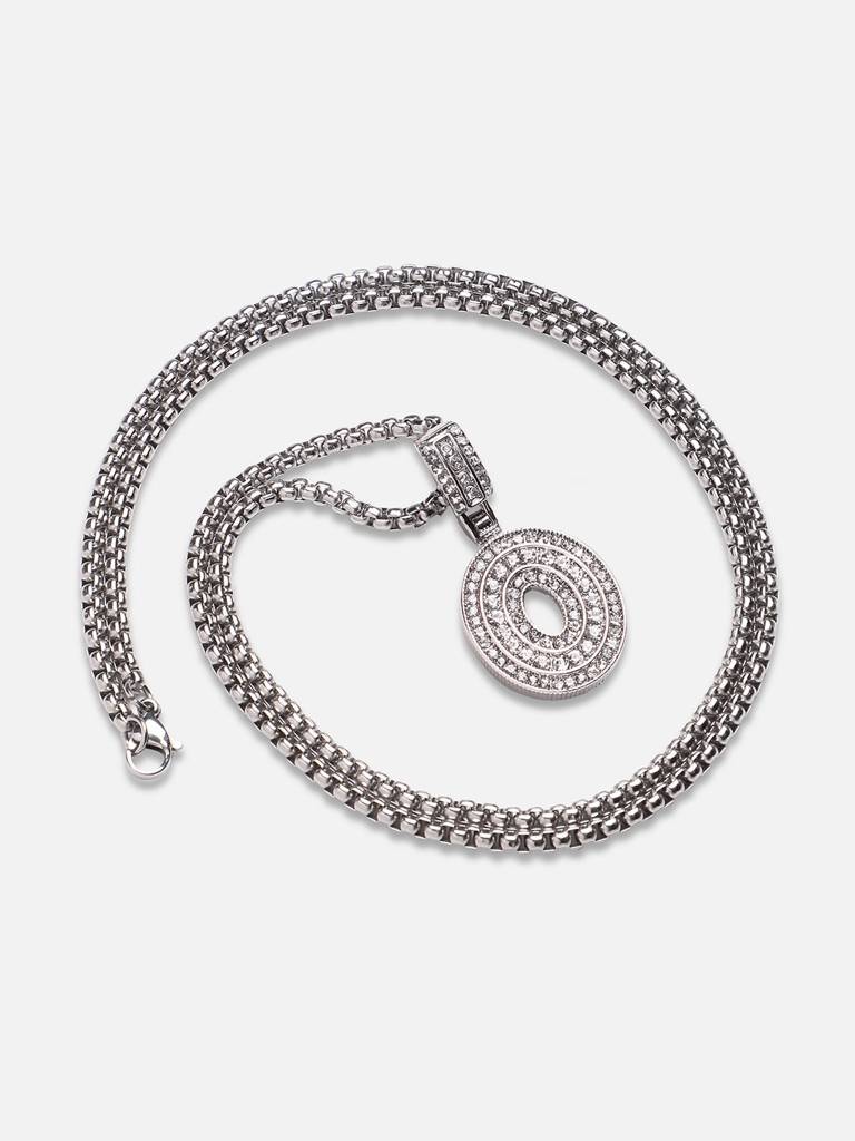 Men'S Embellished Alphabet Pendant Necklace - Silver : FANC1071-O