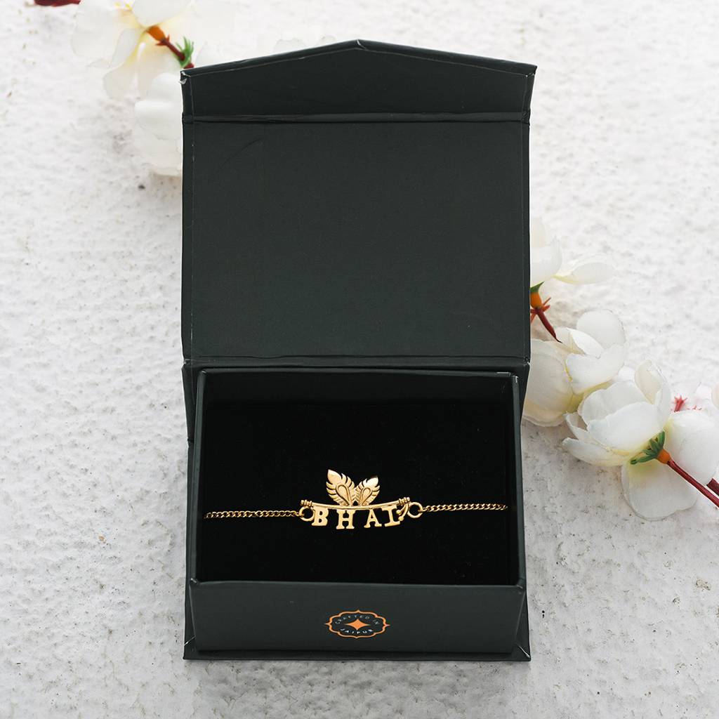 925 Sterling Silver Gold Micron Plated Bhai Rakhi For Your Brother : 8905124466881