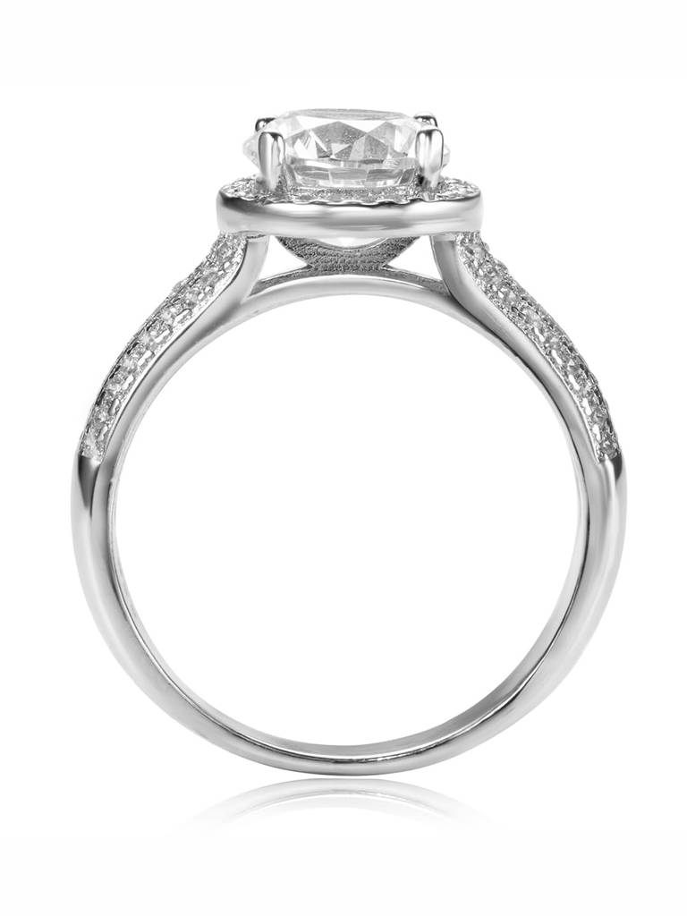 Rhodium Plated 925 Sterling Silver Cz Studded Solitaire Finger Ring Fine Jewellery Gift For Women : PR5846S-5